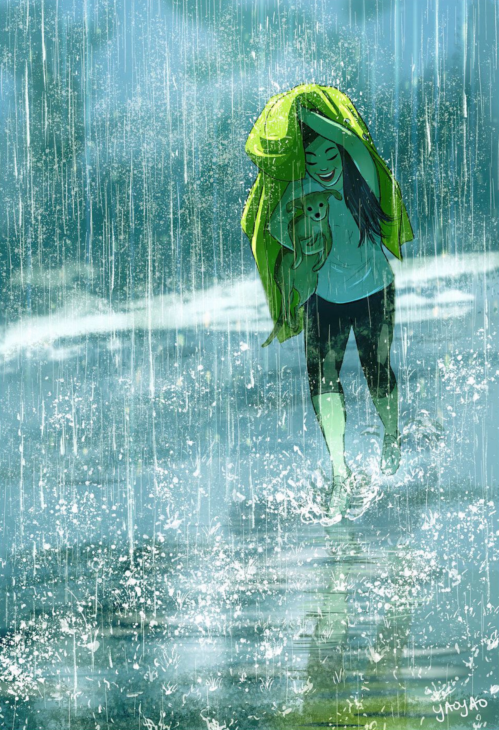 雨中男孩水彩手绘插图1设计图__广告设计_广告设计_设计图库_昵图网nipic.com