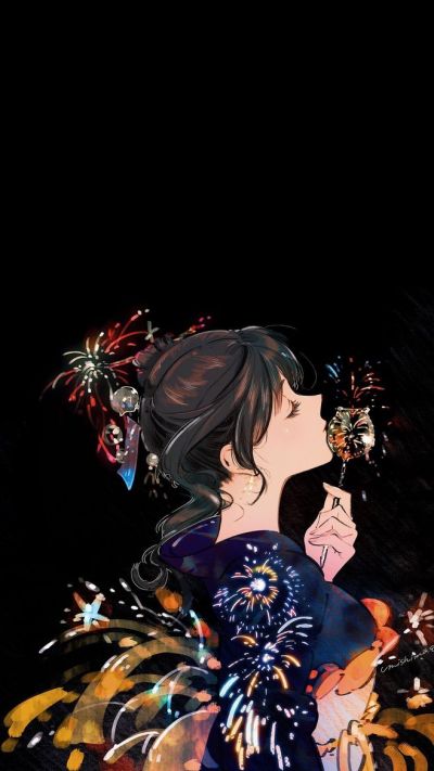 女,壁纸,黑,烟花,日本