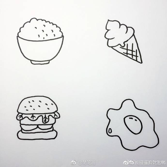 一组食物主题简笔画手绘素材by教画画的沈老师67676767