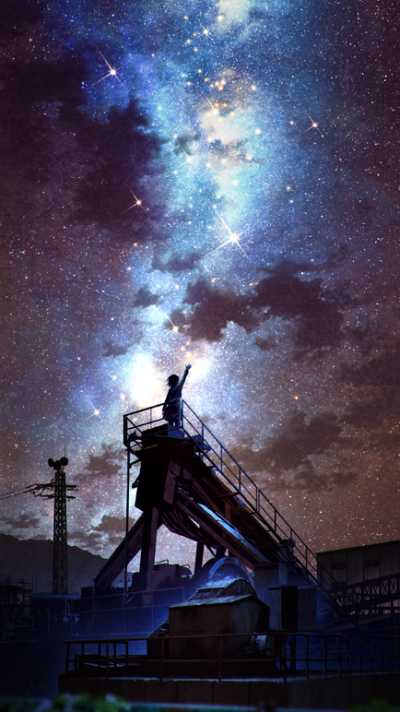 举起手来,仿佛能触摸到一切,天上的星星,也像深色的绸缎上撒上一把