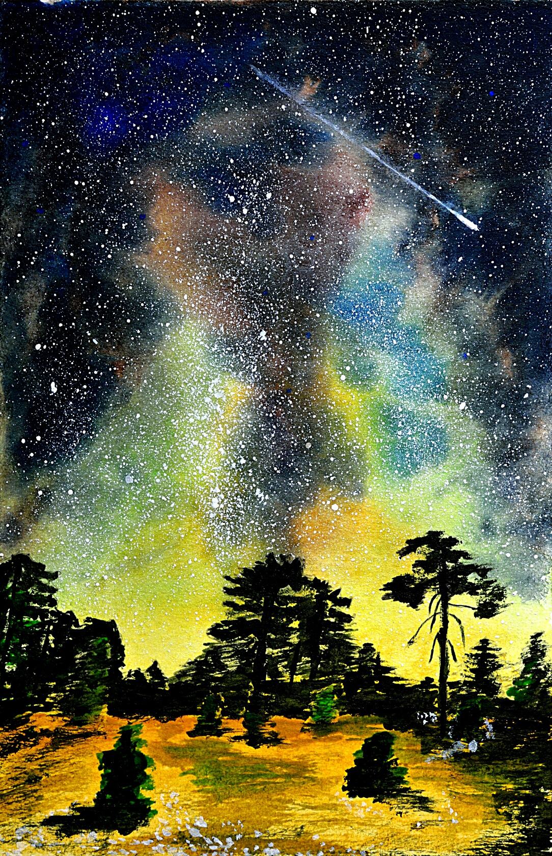 水粉画 水彩画 星空画 星空 色彩画