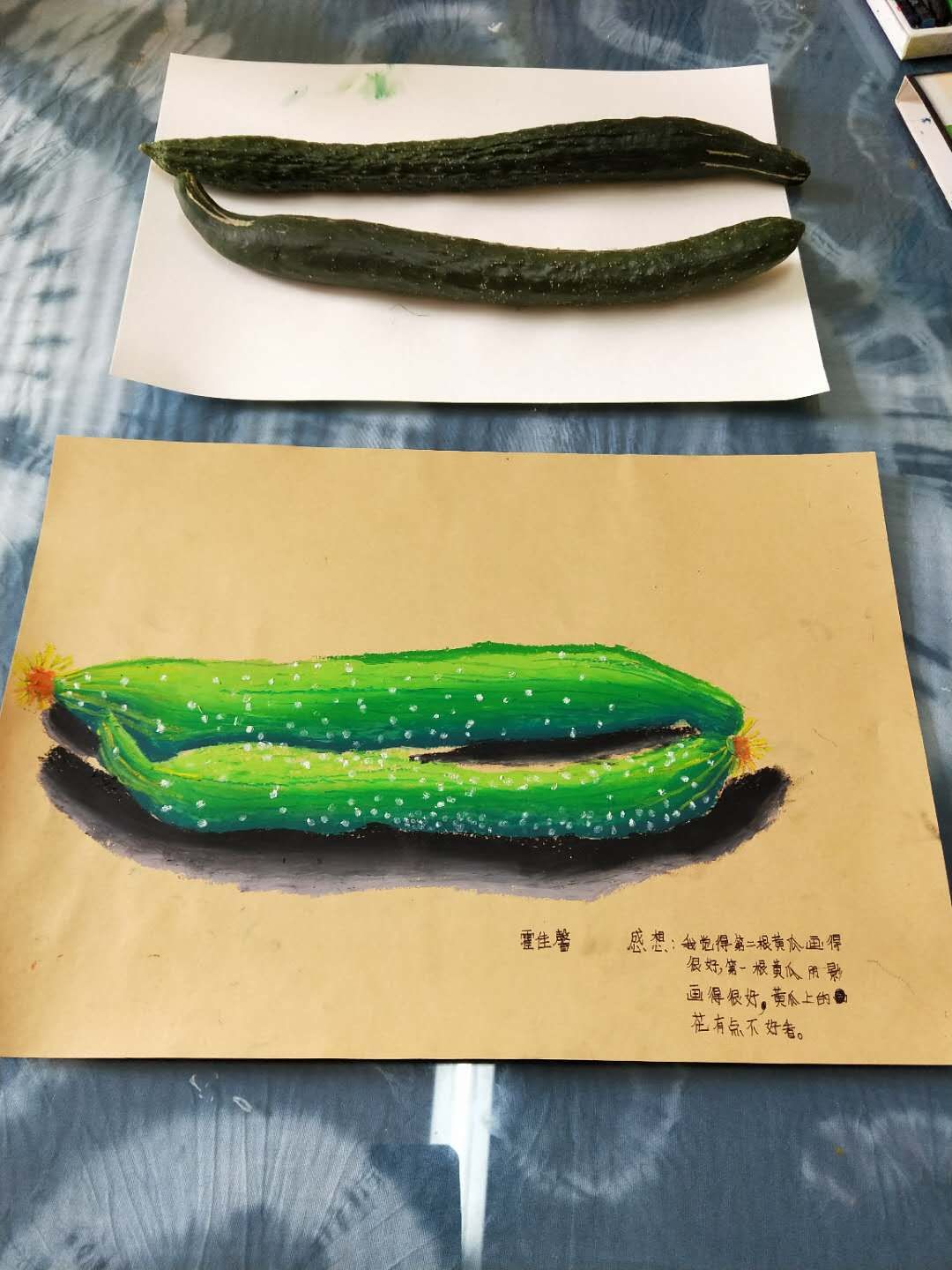 儿童画 创意 装饰画 油画棒 水粉 水彩笔 彩色 黑白 动物 运动鞋 黄瓜