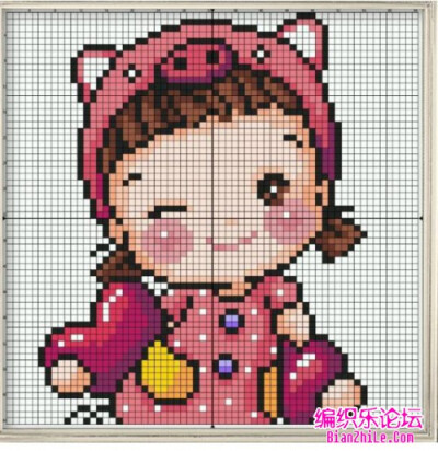 网格简笔画女孩