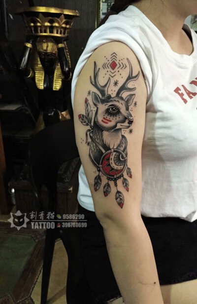 麋鹿纹身#广西北海纹身#刺青猫纹身#纹身