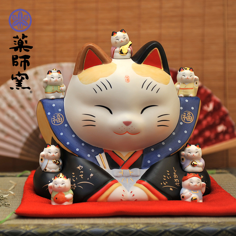 日本药师窑七福神招财猫大号手工陶瓷摆件生 堆糖 美图壁纸兴趣社区