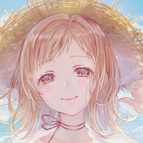 二次元 少女 头像 金发 金瞳 草帽 唯美