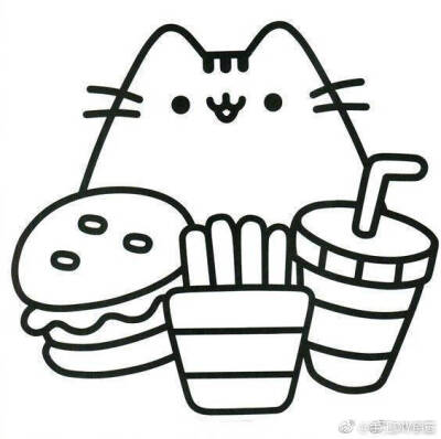 简笔画萌萌的治愈系胖吉猫 via:pusheen