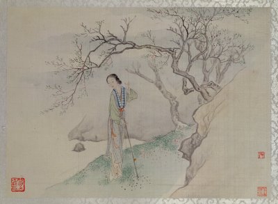 费丹旭十二金钗图册:人物为典型的晚清仕女画形象,符合当时的审美时尚