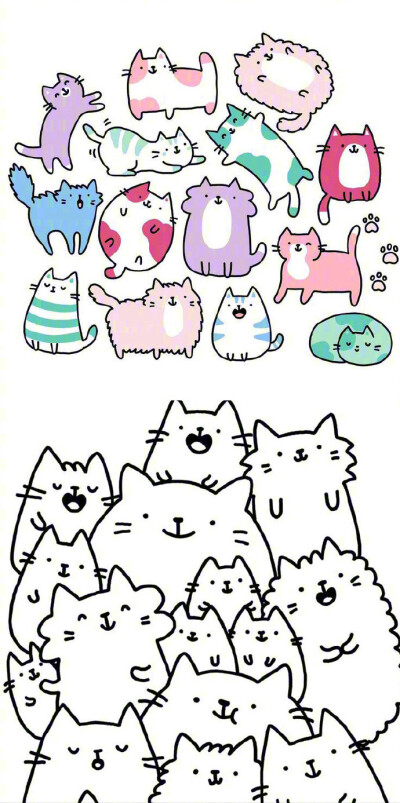 上百个可爱猫咪的手绘表现形式 !萌翻了get!