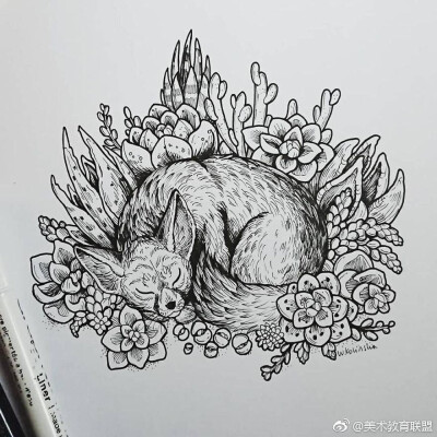 线描手绘小动物