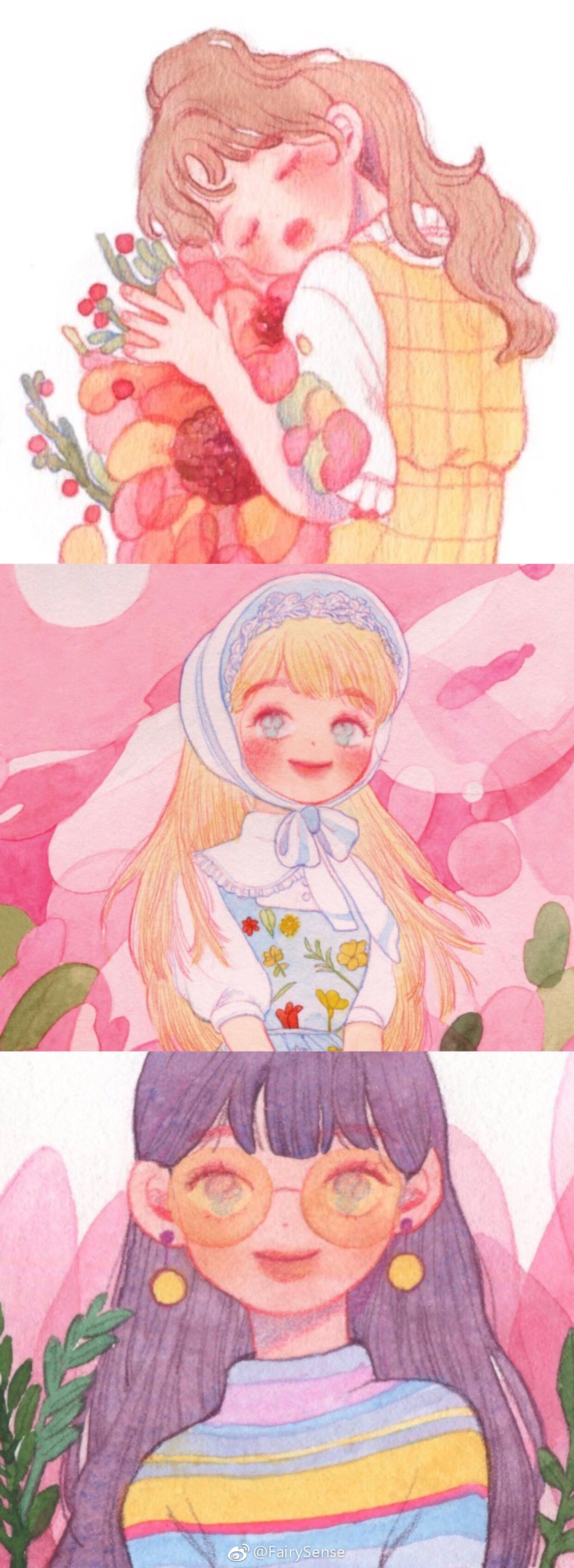 粉红插画,少女心插画 - 堆糖,美图壁纸兴趣社区