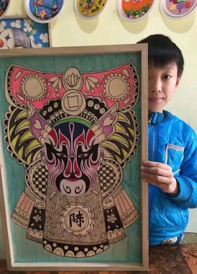 京剧脸谱儿童画线描画