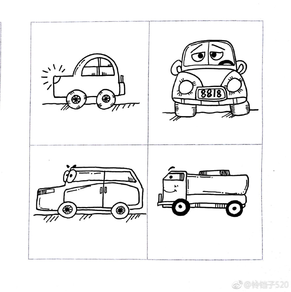 黑白简笔画——太阳,月亮和鱼儿.作者:@铃铛子520