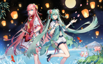 vocaloid 初音未来 巡音流歌 绘师:空心电/samdin(p id=2427913 本