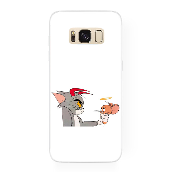 欧美简约白色 猫和老鼠 三星S9 S8 plus S6 … 