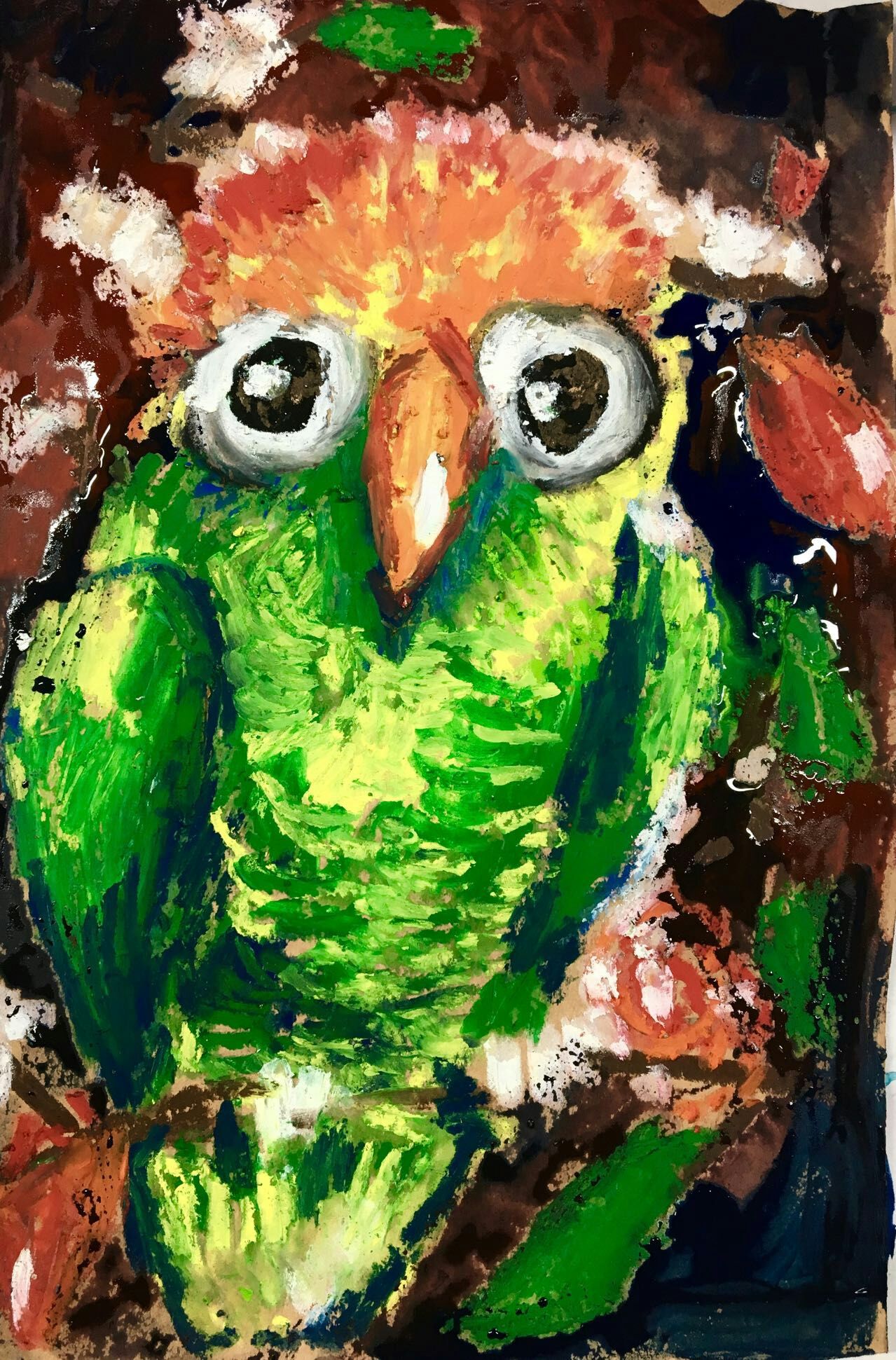 儿童画 创意 装饰画 油画棒 水粉 水彩笔 彩色 动物 鹦鹉 斑马 颜料