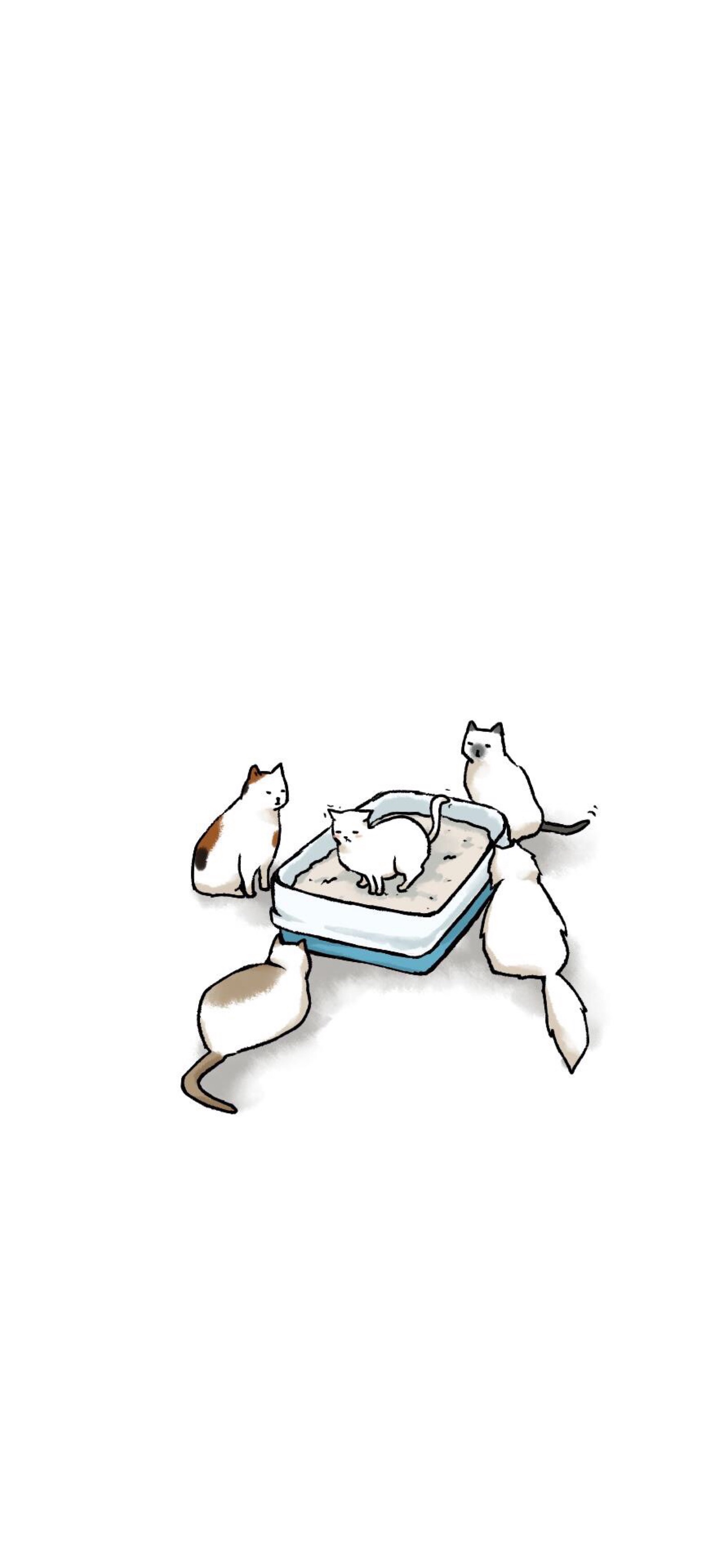 白底 手绘猫咪 - 堆糖，美图壁纸兴趣社区