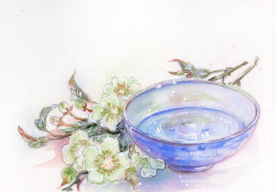 【古风水彩】#古风静物# 作者:二妃m