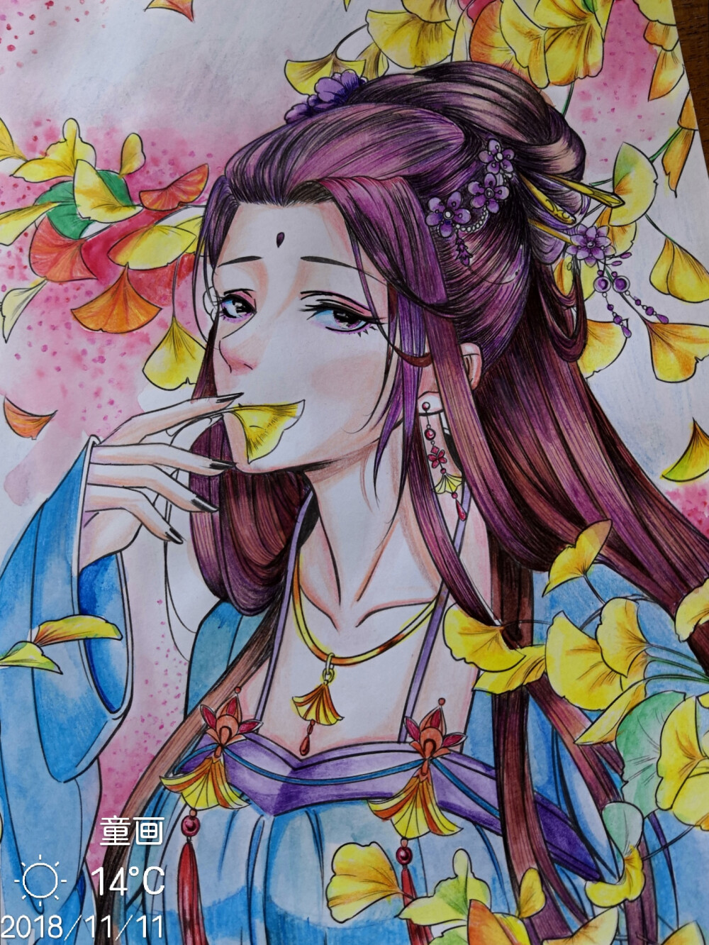 彩铅古风美女作者～童画