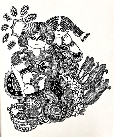 线描儿童画图