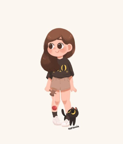 猫咪女孩插画