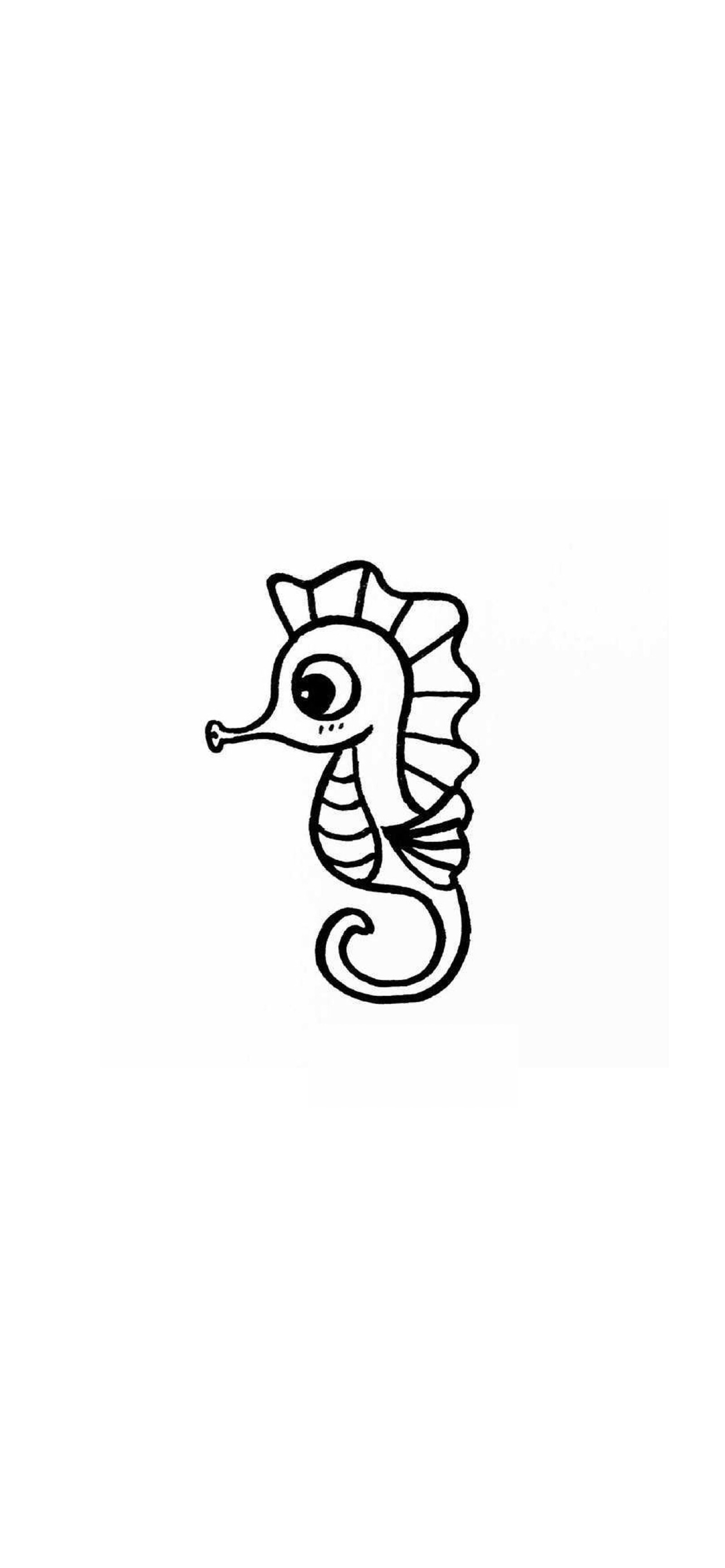 海马简笔画插图(海马、简笔画、动物、卡通)手绘插图_北极熊素材库
