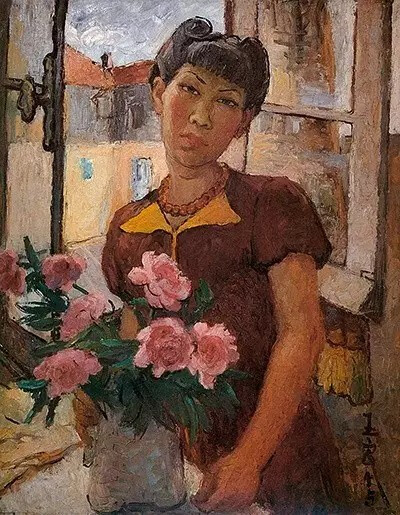 潘玉良 《红衣自画像》 73cm×59cm 布面油画 1945年