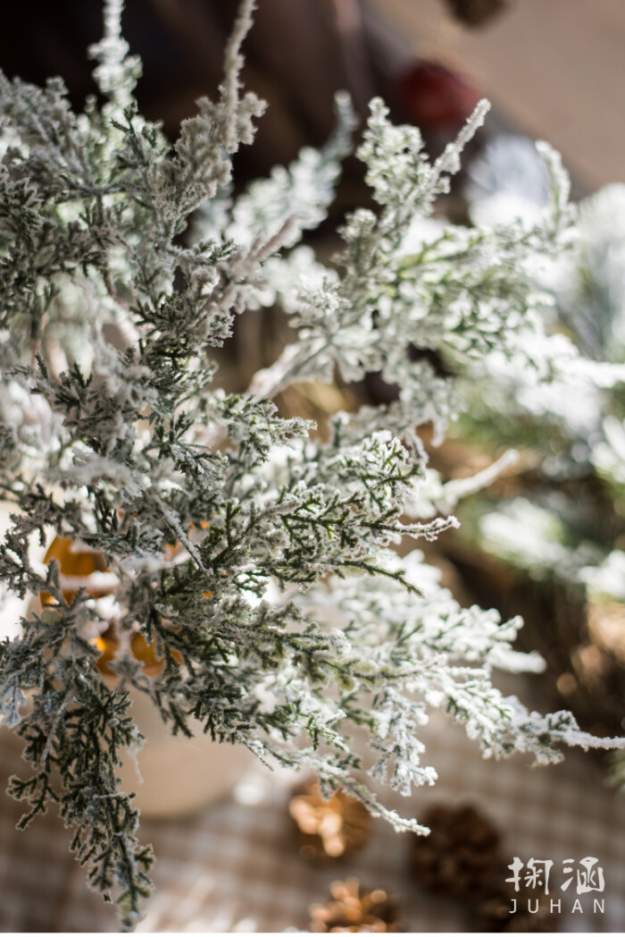 【掬涵】圣诞花艺装饰雪松带 仿真花绿植松针桌面挂饰欧式