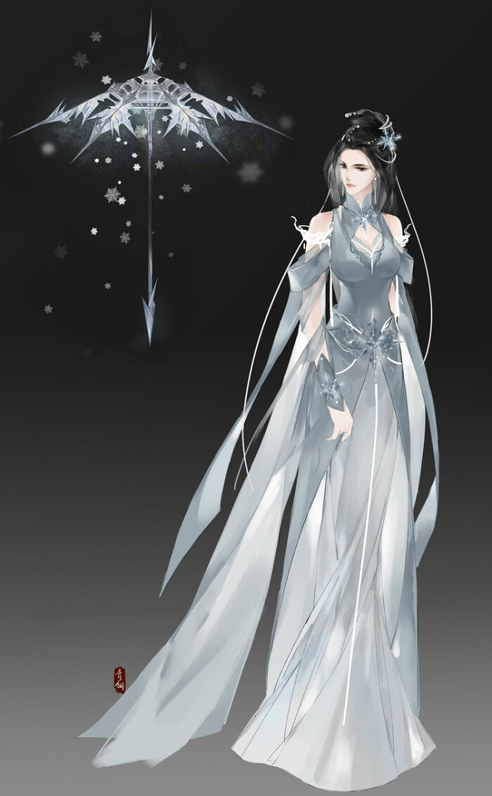 剑网三 蓬莱橙武拟人--寒魄玉心  绘师:青翎