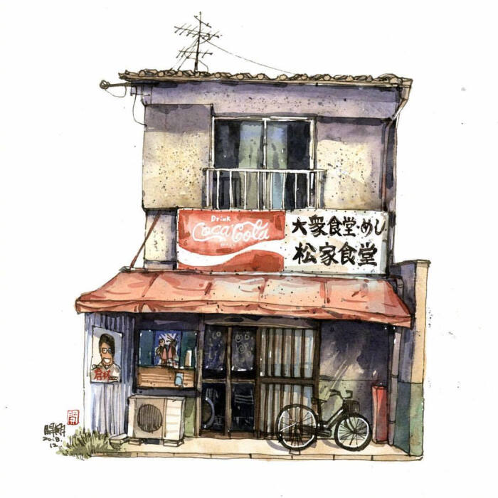 街边的小店 | 台湾水彩画家 郑开翔 水彩绘画作品 | ins:gb4917