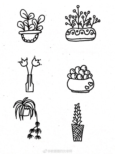 盆栽植物花盆简笔画原创手绘手账素材