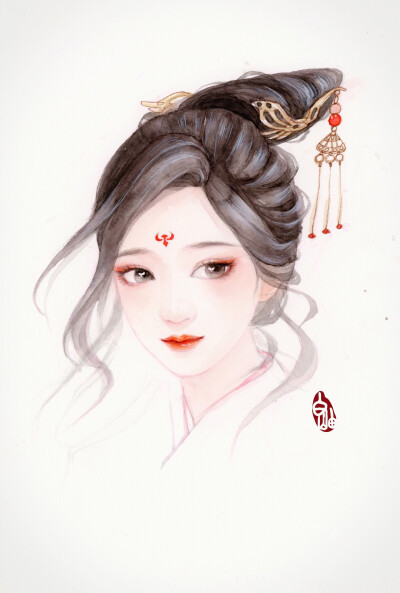 古风水彩插画