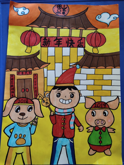 2019小猪新年画