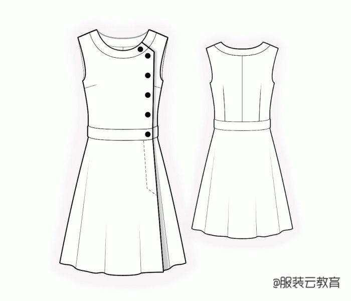 连衣裙的效果图 款式图 制版图服装云教育 15