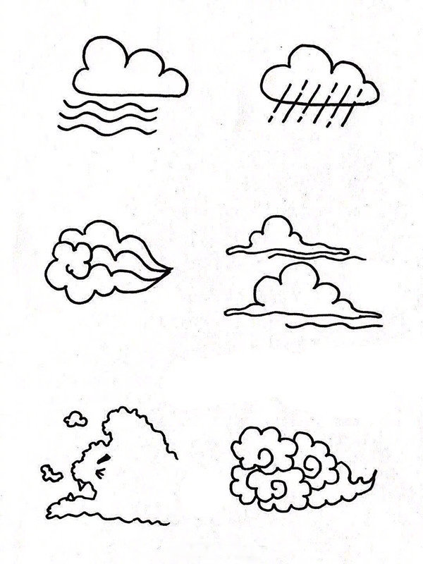 关于天空天气主题的简笔画手账素材