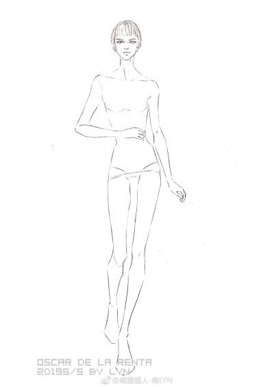 时装绘画 人体线稿 服装设计素材 插画师微博@咸蛋超人-南lyn