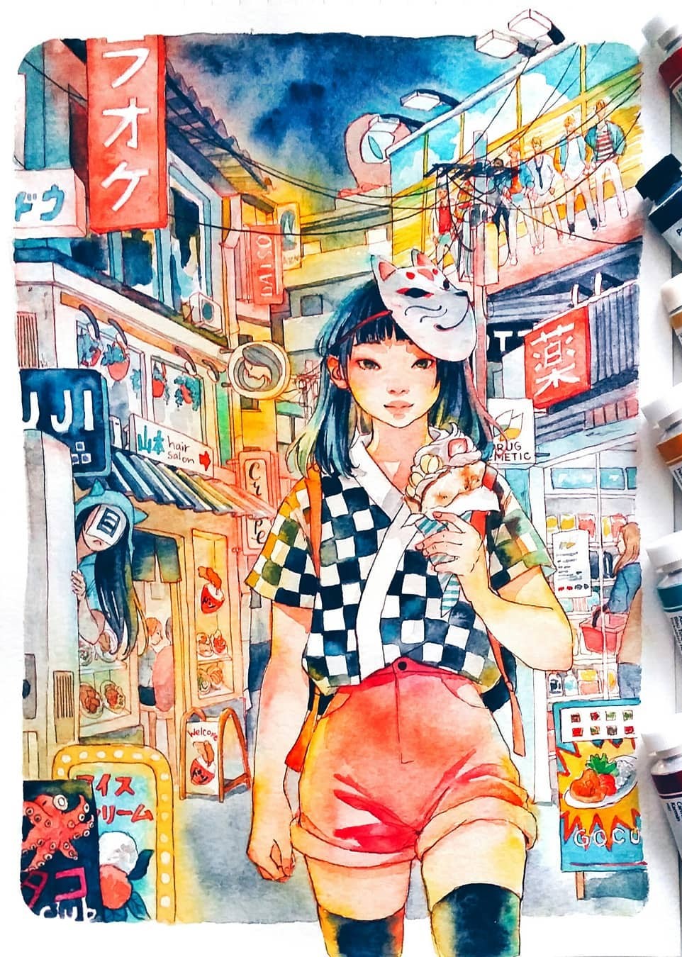 水彩 人物绘画 风景绘画 插画 日系