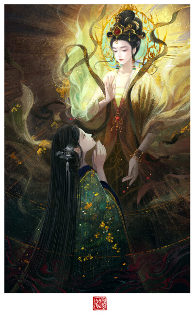 古风水彩手绘