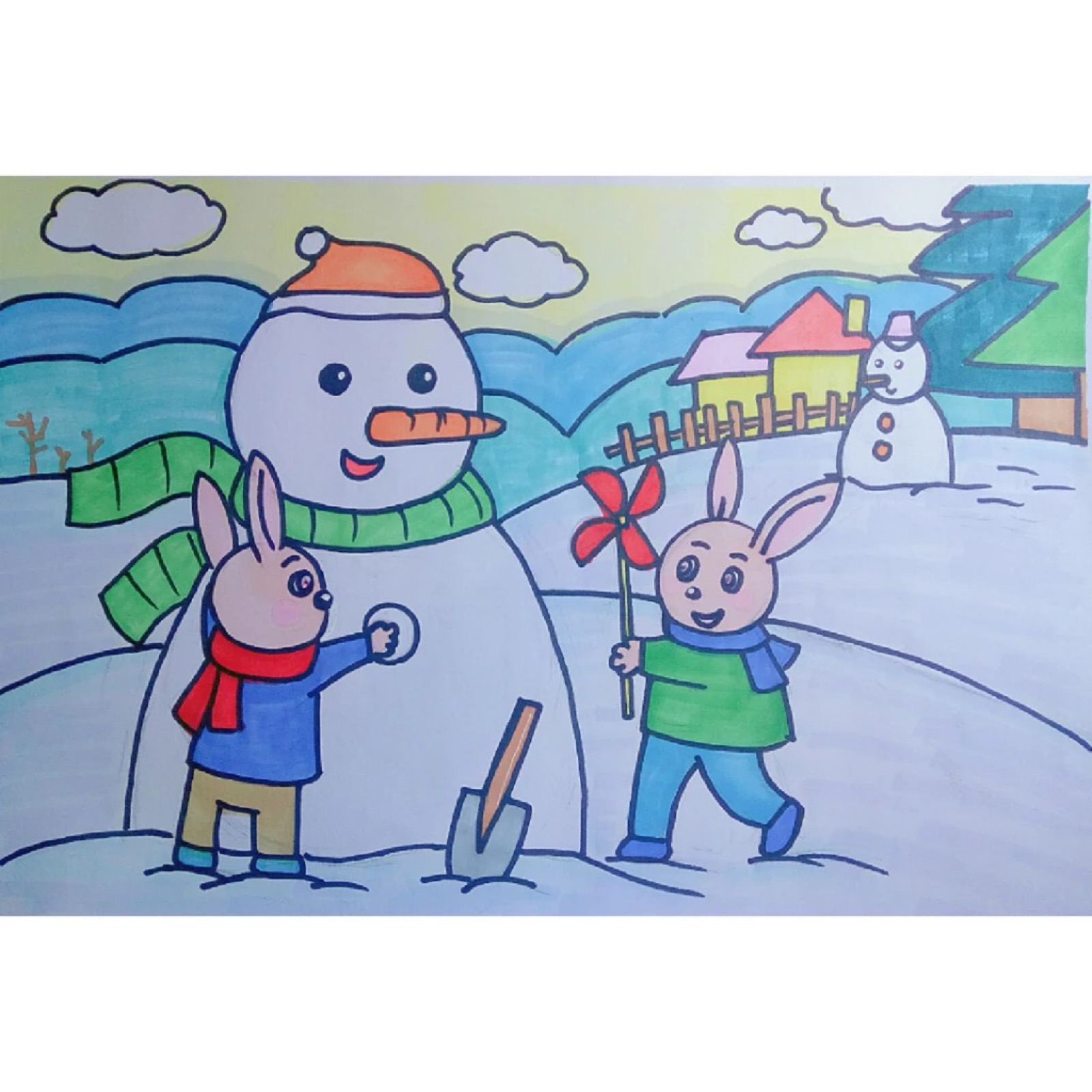 秋冬儿童画|纯艺术|绘画|Z22657785 - 原创作品 - 站酷 (ZCOOL)
