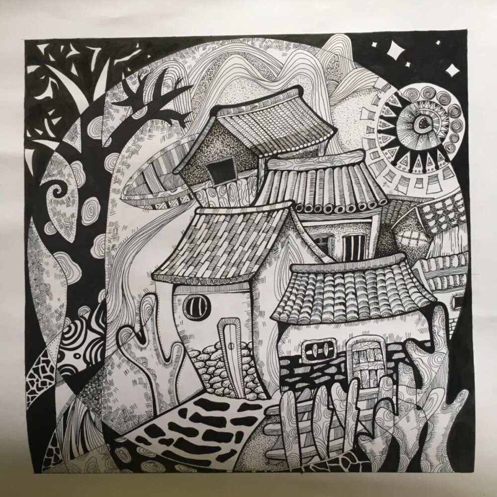 儿童画 线描画