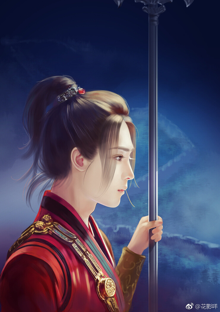 手绘古装美男 插画师:花影咩