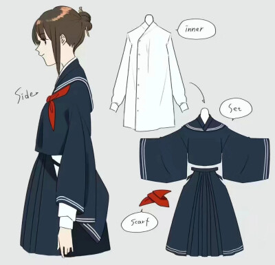 日本画师设计的和风水手服