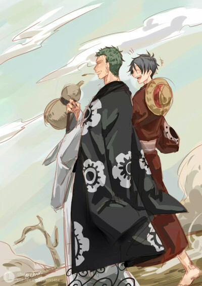 索隆 路飞 壁纸 海贼王 和服 山治