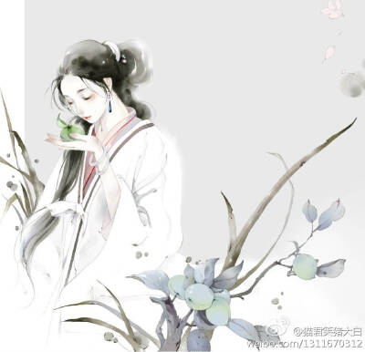 古风 古韵 中国风 手帐素材 插画 手绘 彩绘 头像 壁纸微博:猫君大白