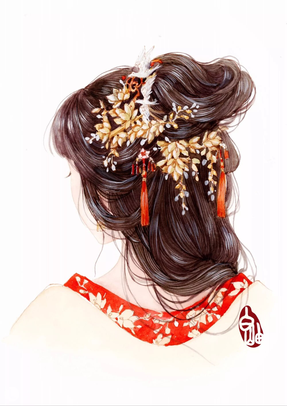 古风 古韵 中国风 手帐素材 插画 手绘 彩绘 头像 壁纸