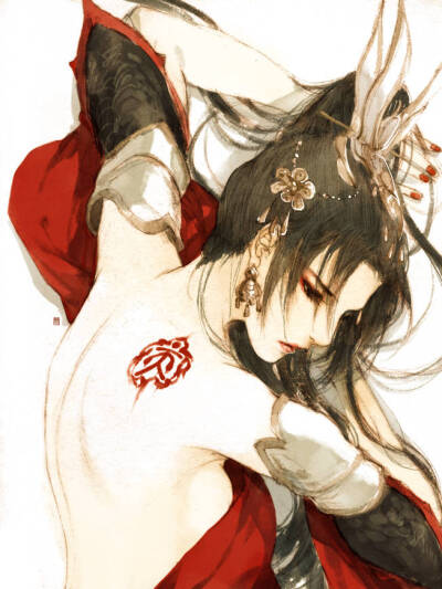 古风 古韵 中国风 手帐素材 插画 手绘 彩绘 头像 壁纸微博:伊吹鸡腿