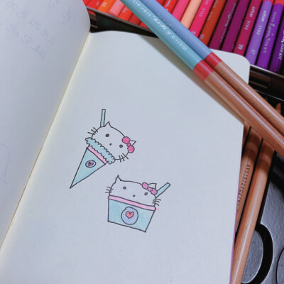 手账素材hellokitty冰激凌可爱卡通简笔画