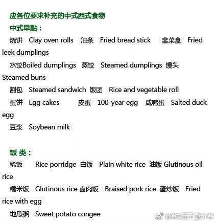 【几乎所有食物的英文翻译】包括水果类,肉类,蔬菜类,海鲜类,主食类