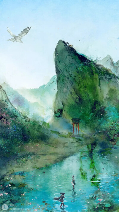 古风 中国风 手帐素材 插画 手绘 彩绘 板绘 动漫 头像 壁纸 背景微博