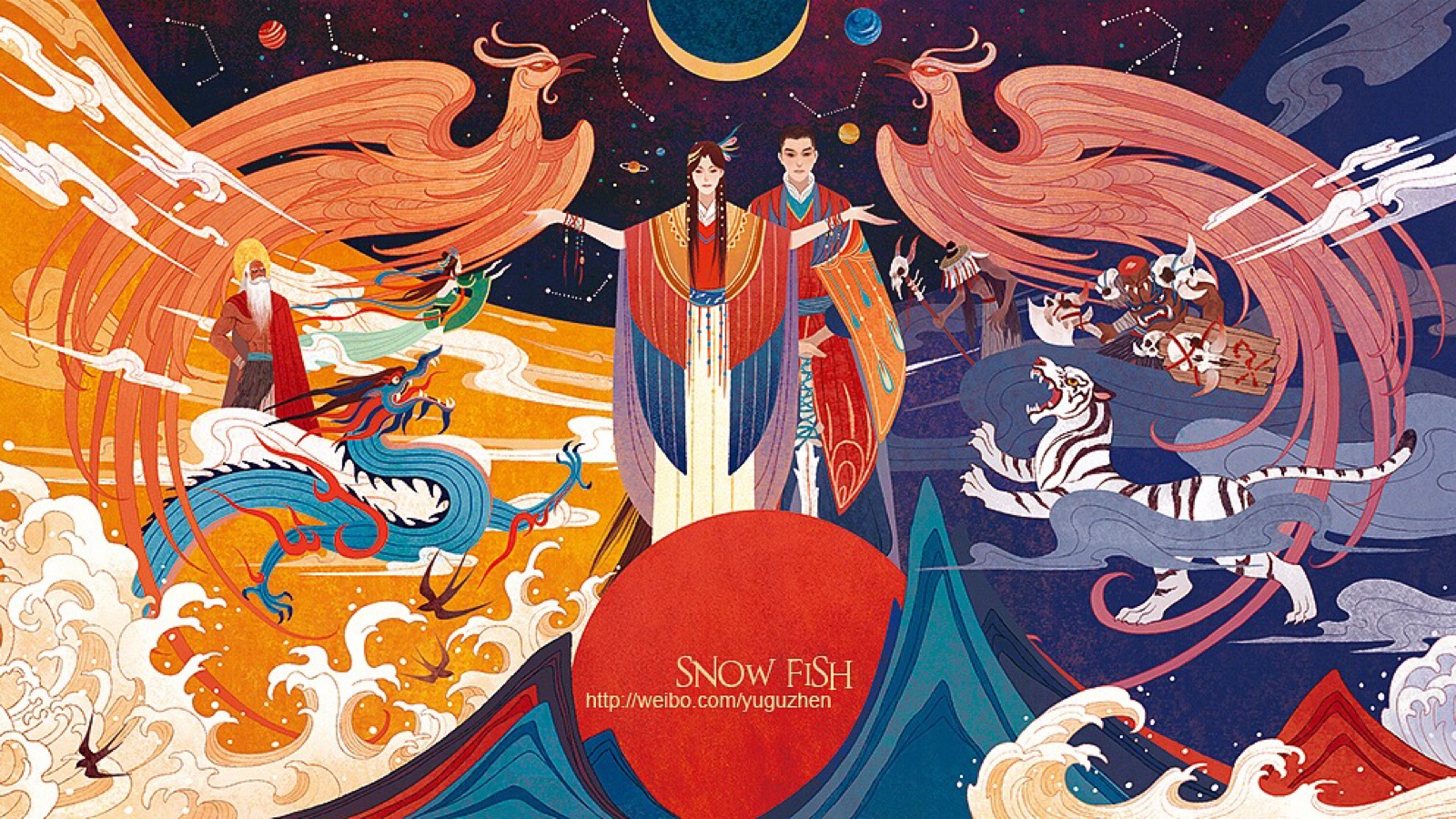 中国风商业插画——雪鱼
